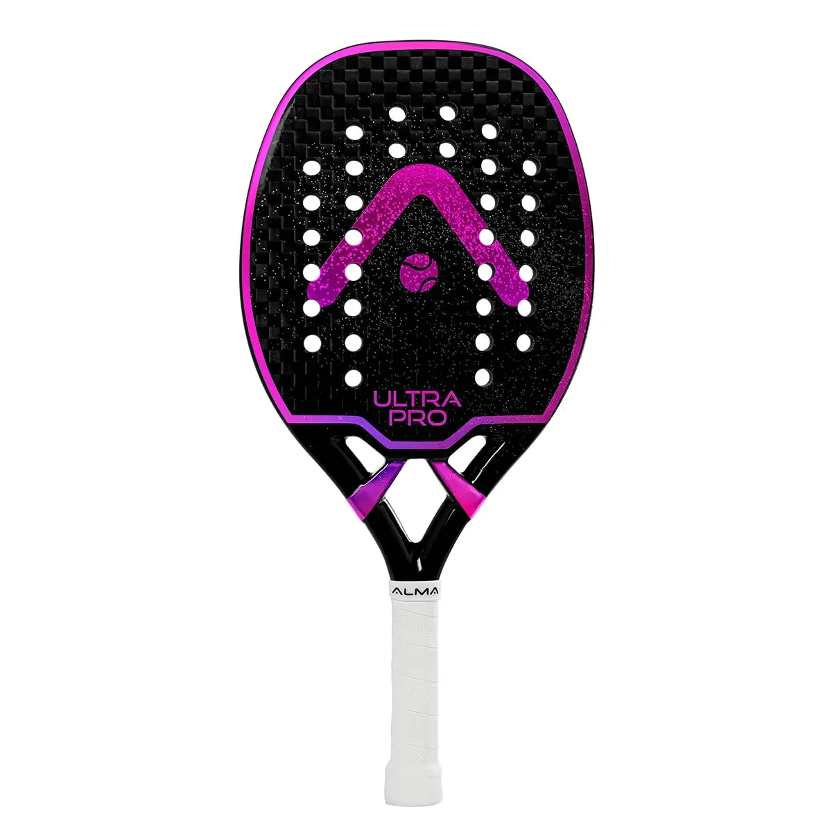 Alma Genius, Raquete Beach Tennis Ultrapro 12K Preta e Rosa Alma Genius