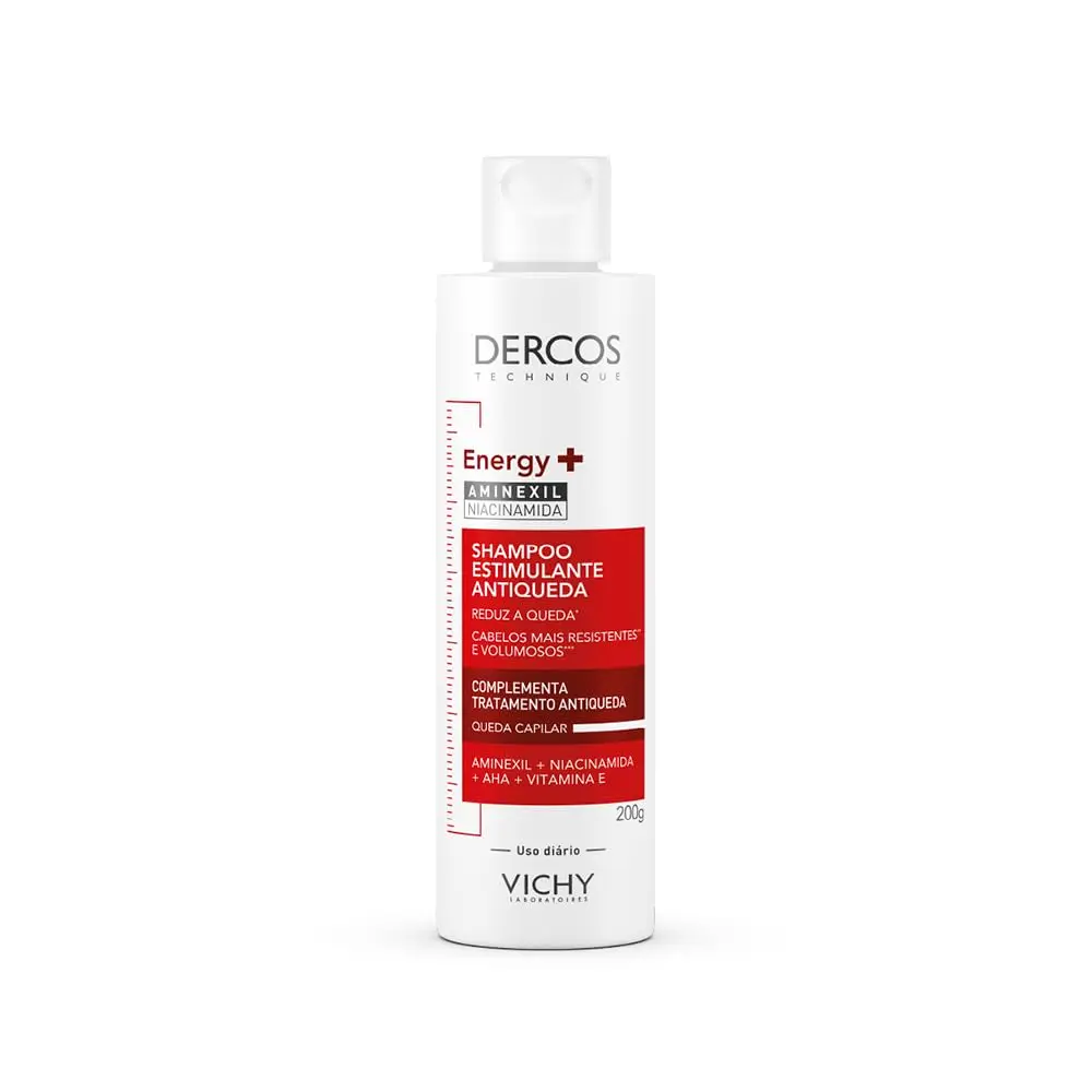 Shampoo Estimulante Antiqueda Vichy Dercos Energy+ Aminexil, 200ml | Fortalece a Fibra Capilar da Raiz às Pontas, Entrega Volume e Densidade, Limpeza Profunda, Uso Frequente