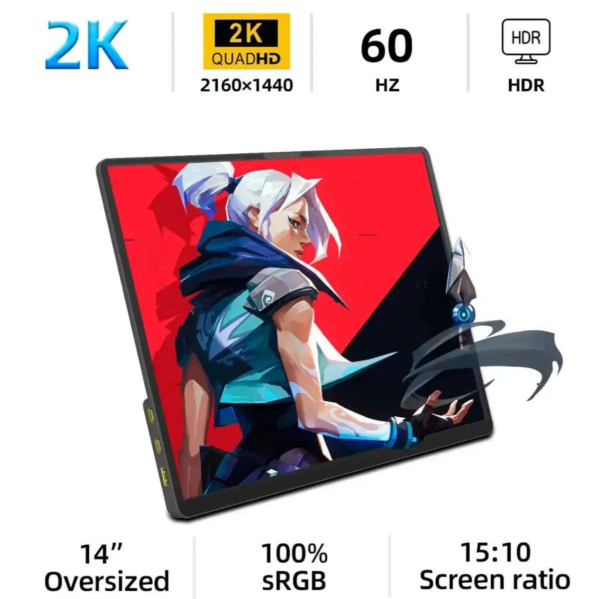 Zsus 2160*1440 monitor portátil 2k de 14 polegadas 60hz para laptop xbox ps4/5 switch tv box telefone celular extensão de pc móvel