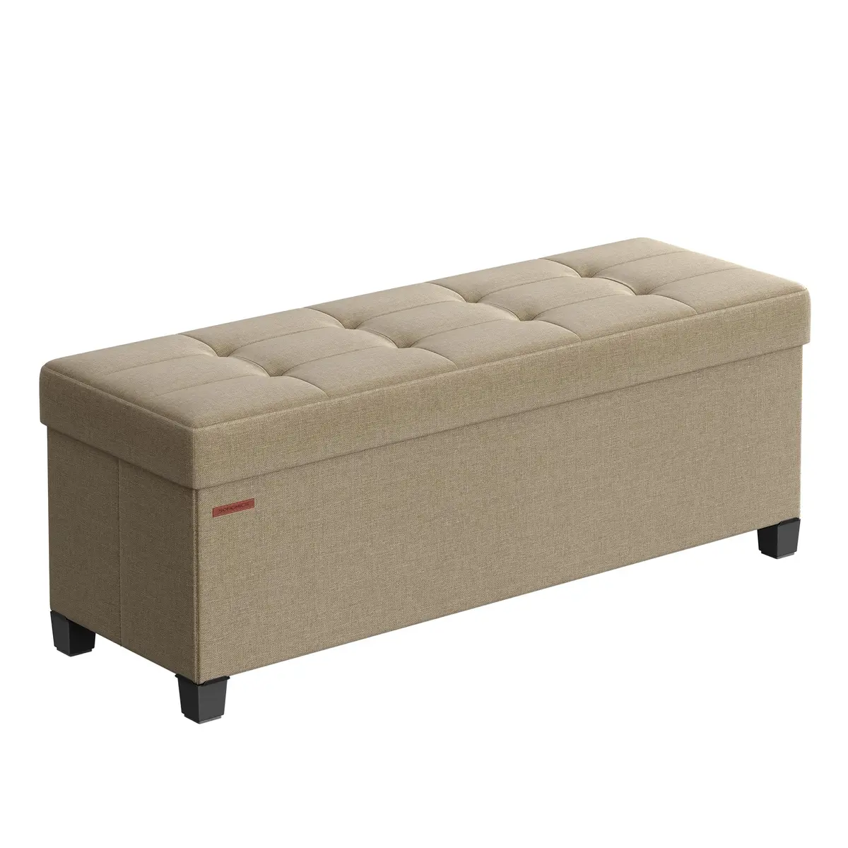 SONGMICS Banco Baú de Armazenamento Dobrável com Pés, Suporta até 300 kg | Descanso para os Pés, Baú para Final da Cama, Bege claro, Coleção MELISA BRLSF018K01