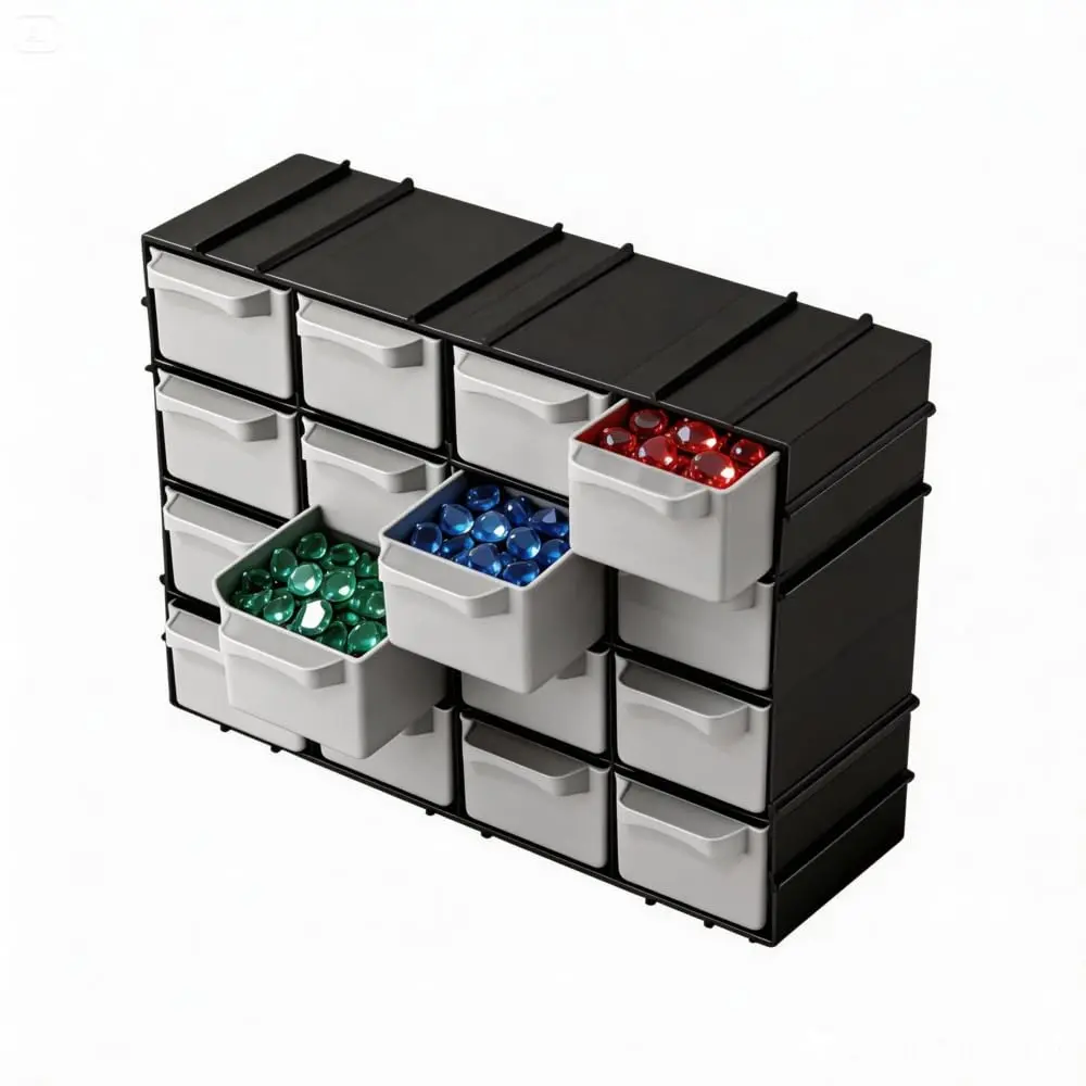 Mini Organizador Modular 16 Gavetas Multiuso - 22x15x8cm - Preto