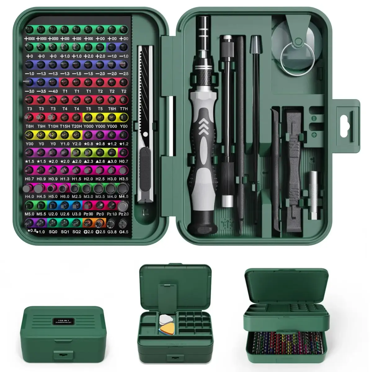 Conjunto de Chaves de Precisão 132 em 1 com Pontas Magnéticas Phillips e Torx, Caixa de Armazenamento e Kit de Ferramentas Manuais Pequenas com 152 Bits