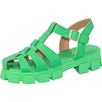 Sandália Feminina Fisherman Lumiss Tratorada Plataforma Blogueira Papete Gladiadora Verde - 1