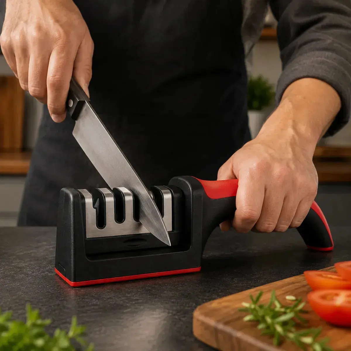 Aflador E AmoIador De Facas E Tesouras 4 Em 1 Profissional Vermelho Pedra E Alinha Lâminas ldeaI Cozinha Churrascaria Churrasco Fácil De Usar Portátil Alta Qualidade Durável lnox