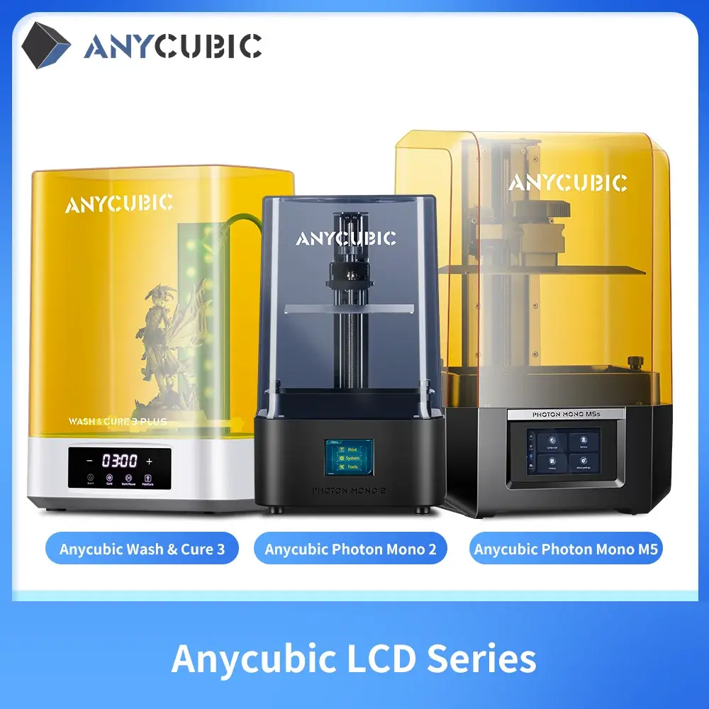 ANYCUBIC DLP SLA LCD Impressora 3D de alta velocidade Impressora de resina 3D Photon Mono 4, M5s Pro, M7 Pro, Photon P1, D2 e máquina de cura de lavagem