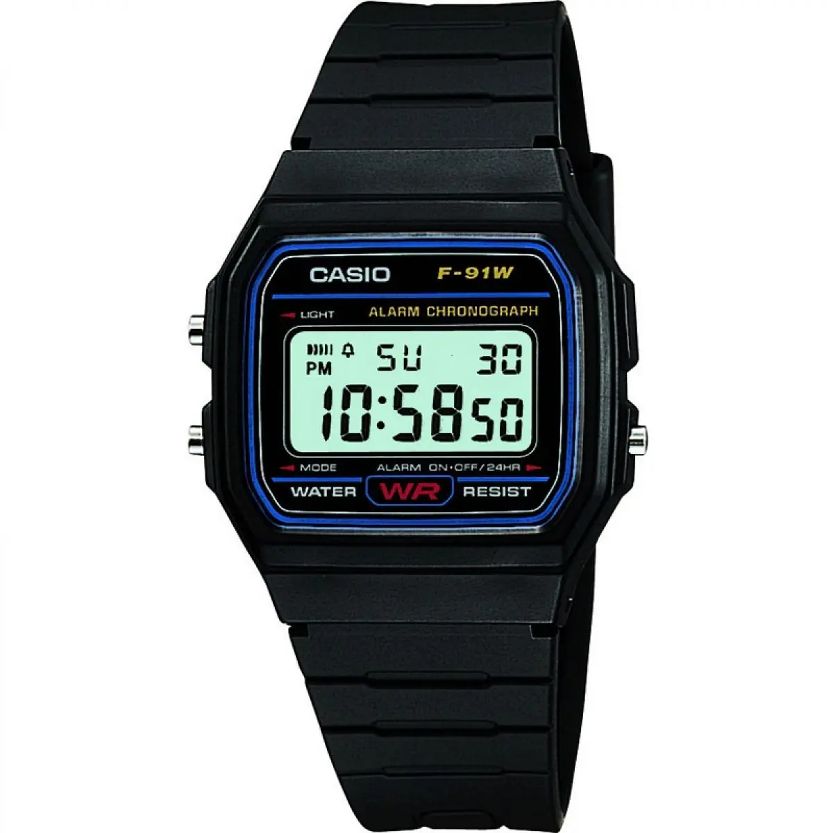 Casio Relógio esportivo digital clássico com pulseira de resina F91W-1