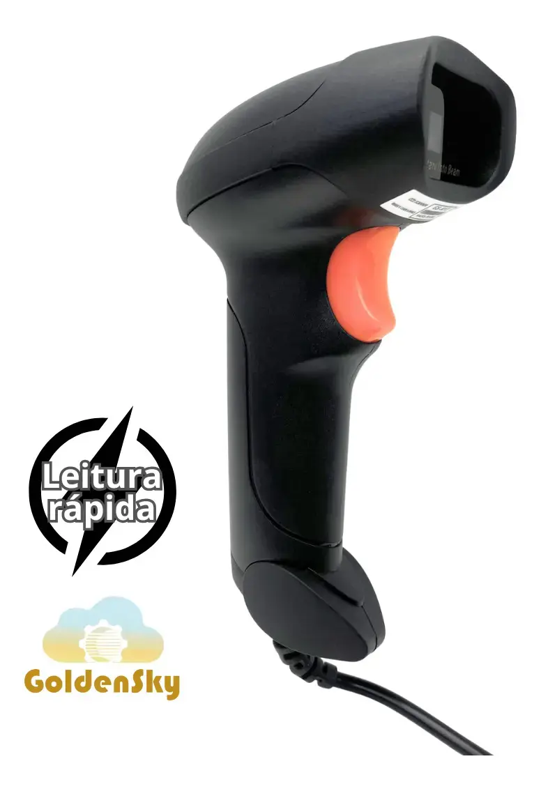 Leitor Código De Barras Boleto Com fio Usb Laser 1d Ean NF DANF Códigos diversor marca Goldensky Cor Preto - 1