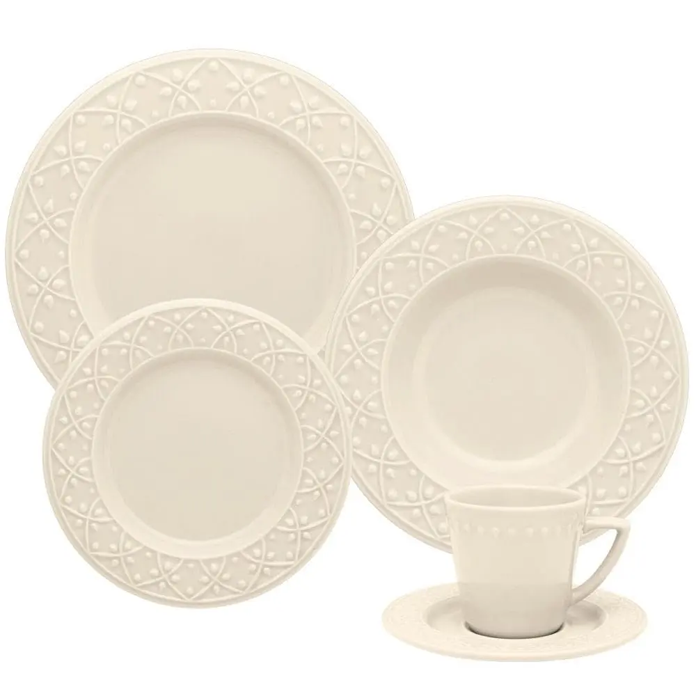 Conjunto Deunto de Jantar Daily Marfim 30 Peças Oxford | Relevo Externo