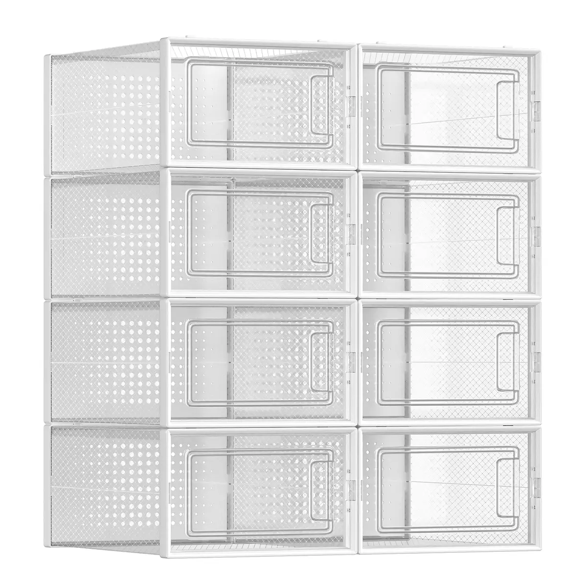 SONGMICS Caixas para Sapatos, Conjunto de 8, Dobráveis e Empilháveis | Organizador de Sapatos em Plástico, para Sapatos até o Tamanho 44, Branco Nuvem, Coleção DENNYS BRLSP066W08 - 1
