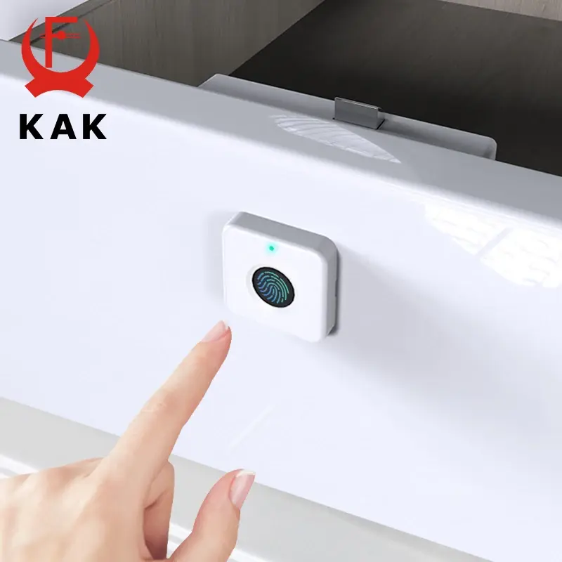 Kak fechadura biométrica com impressão digital, branca, antirroubo, inteligente, gaveta, 30x30mm, sem chave, impressão digital, segurança, móveis, porta - 1