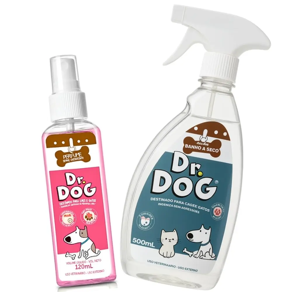 Kit Banho Seco Pet Filhotes Limpa Patinhas Prático + Perfume floral frutado elegante, banho a seco para cachorros, gatos, antialérgico, Alto rendimento, cheiroso
