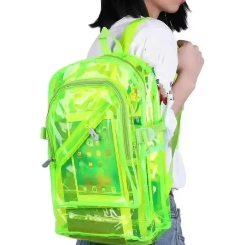 1 pçs moda transparente mochila impermeável pvc plástico transparente diário mini adolescente meninas notebook saco de escola atacado - 1