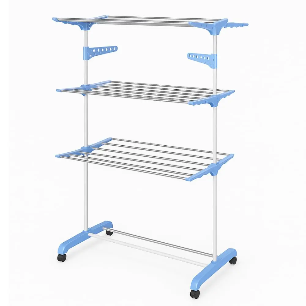 Varal de Chão Organizador de Roupas Vertical Dobrável 3 Andares | Com Rodas, Suporte para Cabides - 1