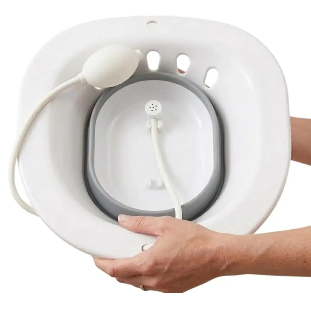 Bacia Bidê Portátil para Banho de Assento - Longevitech (BRANCO/CINZA)