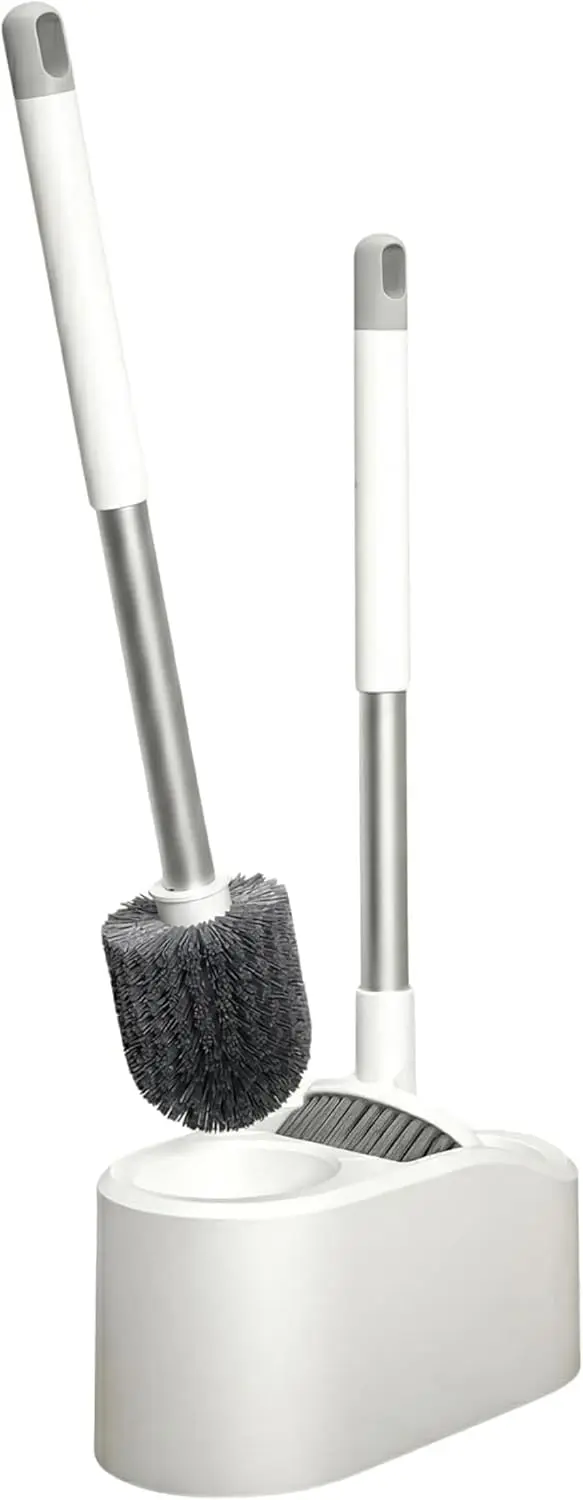 Escova Sanitária Dupla, com Suporte, Escova Limpa Banheiro | Escova Vaso Sanitário, Limpeza Completa