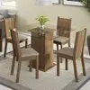 Conjunto Sala de Jantar Magda Madesa Mesa Tampo de Vidro com 4 Cadeiras - Marrom Cacau - 1