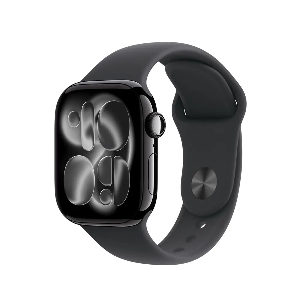 Apple Watch Series 11 GPS, Caixa em alumínio preto brilhante de 42 mm com Bracelete desportiva preta - P/M