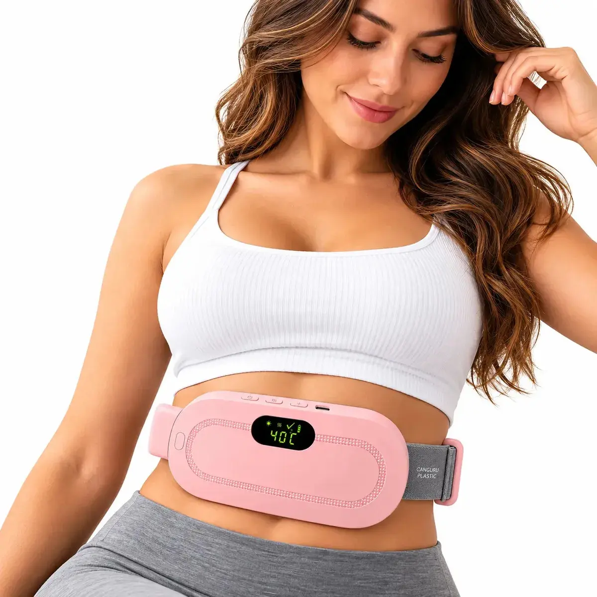 Cinta Massageadora Elétrica Para Cólica Menstrual com Aquecimento e Vibração USB - 1