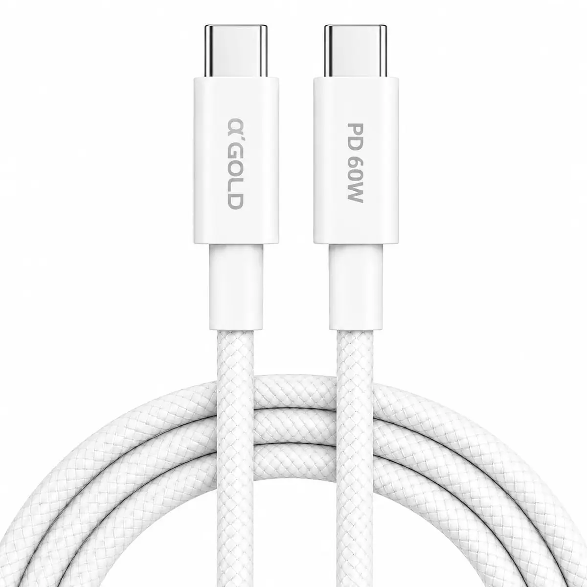 Cabo USB-C para USB-C 1 Metro 60W, Carregamento Rápido Turbo PD, Cabo Tipo-C Nylon Trançado Reforçado para iPhone 15/16, Samsung, Motorola, Xiaomi, iPad, MacBook e Notebook - 1