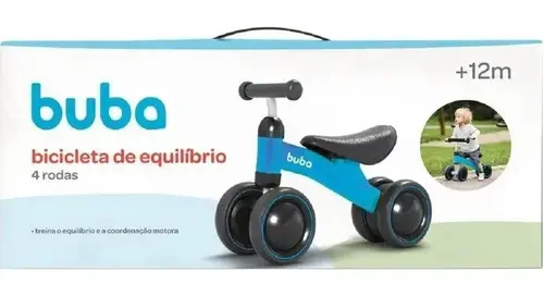 Bicicleta De Equilíbrio 4 Rodas Buba Infantil Sem Pedal Cor Azul thumbnail 5