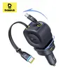 Carregador de carro Baseus 4 portas embutidas cabo retrátil duplo carregamento rápido USB tipo-C - 1