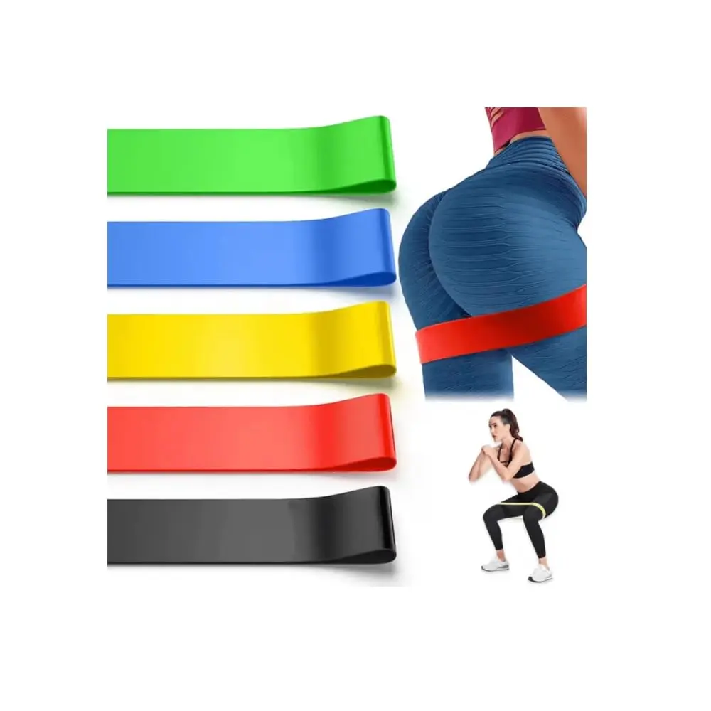 Kit 5 Mini Bands Elásticos Resistência para Exercícios e Treino | Faixas Elásticas, Para Exercícios, Treino em Casa, Academia, Glúteos, Yoga e Fisioterapia