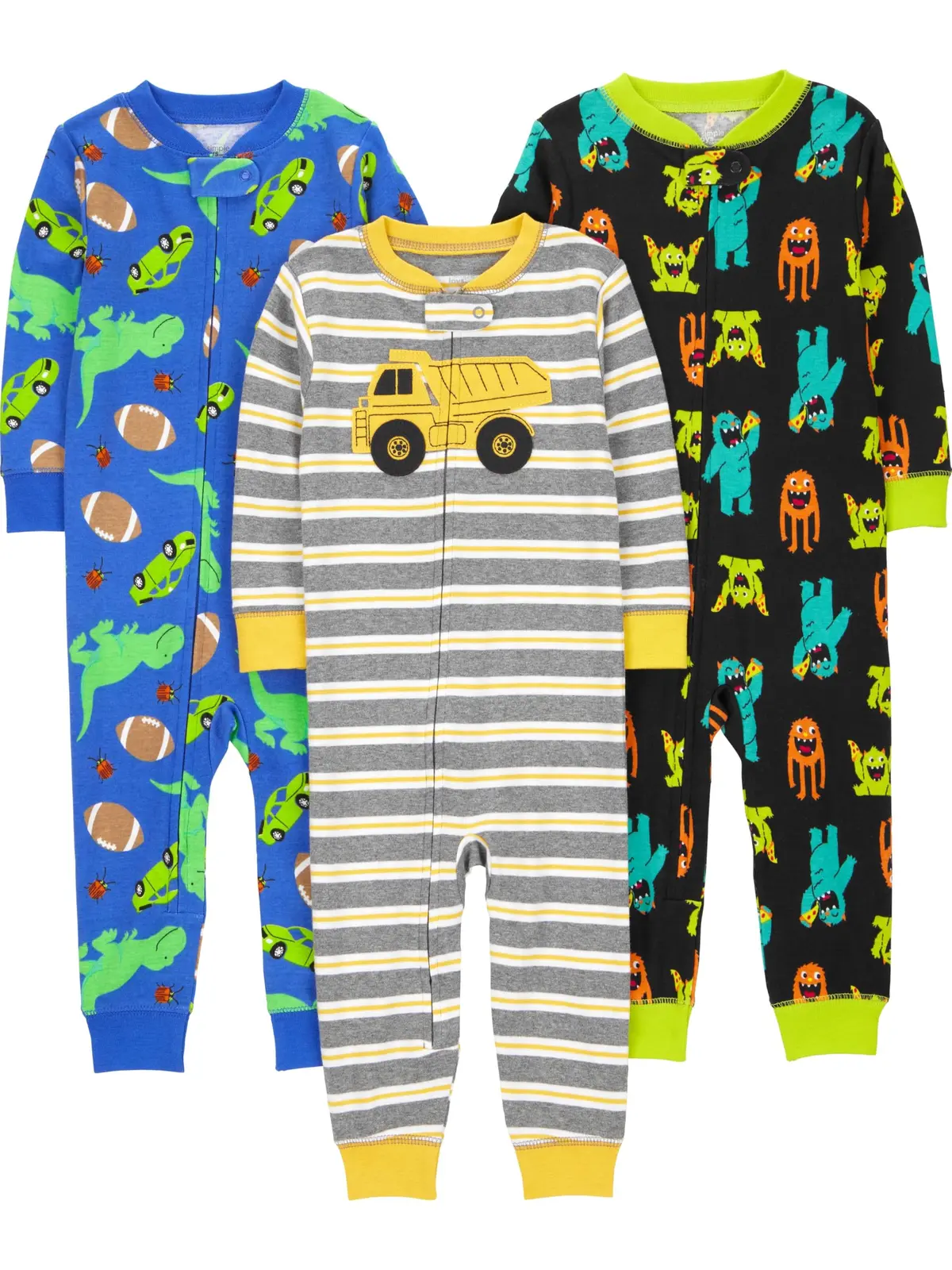 Macacão de dormir para bebês Pijama de algodão confortável sem pés, Simple Joys by Carter's, Meninos