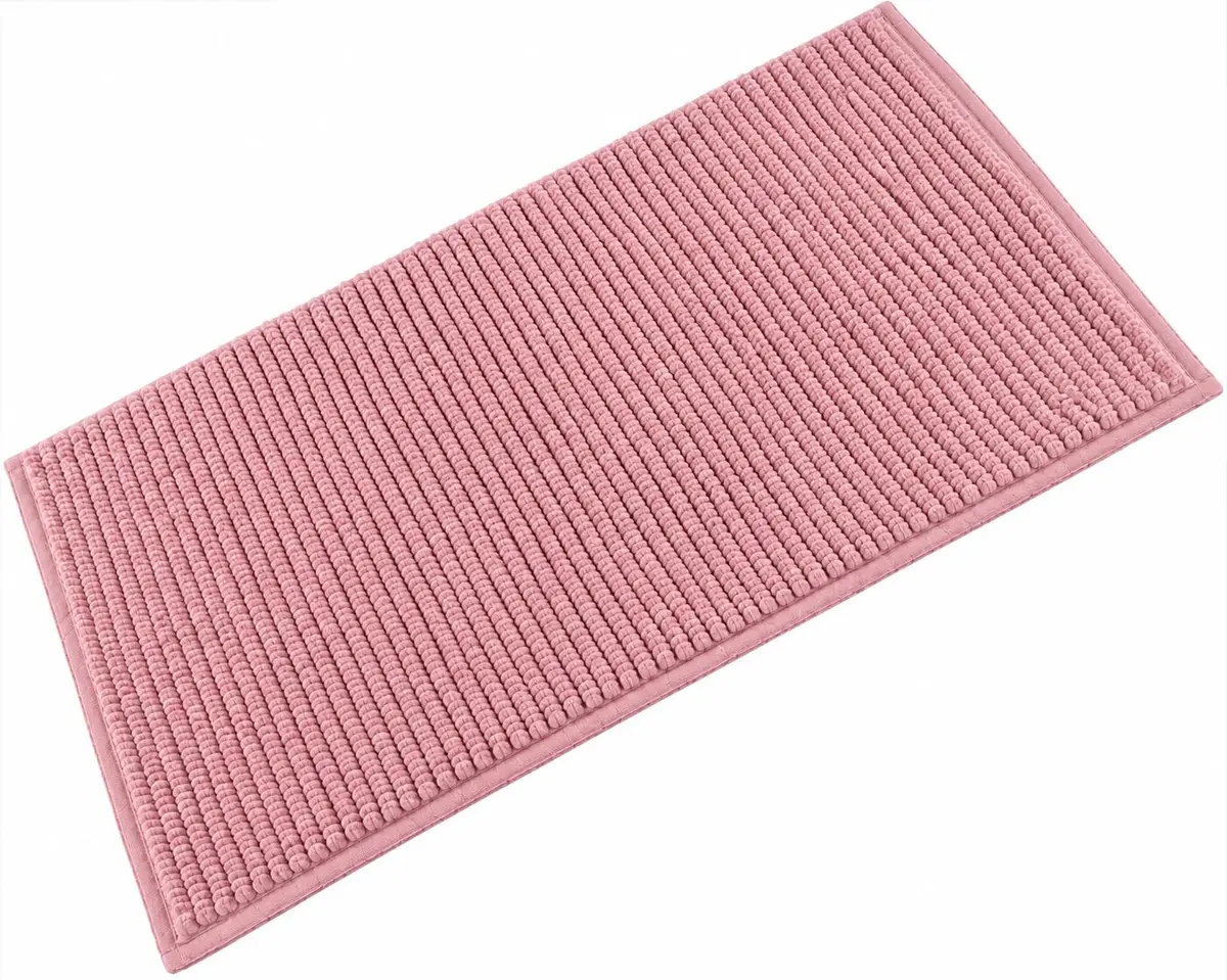Kit 2 Tapetes de Banheiro Macarrão Bolinha Antiderrapante 58cm x 38cm- Qh shopp Rosa