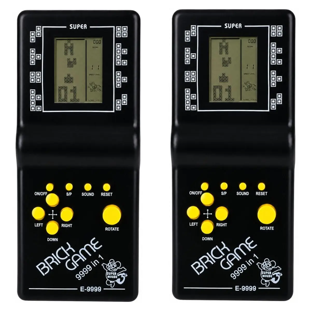 KIT Com 2 Super Mini Game Jogo 9999 em 1 Portátil A Pilha Estilo Retrô Anos 80 Nostálgico Cor Preto Com Ttris, Froger, Cobrinha, Corrida, PREMIUM