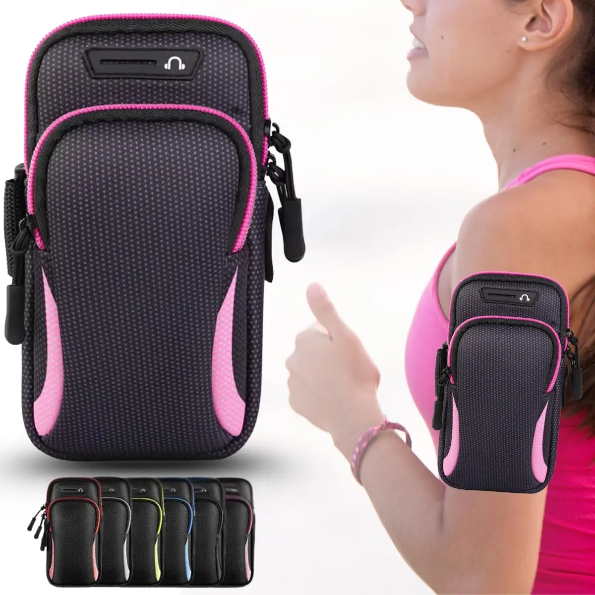 Braçadeira Esportiva Premium Suporte Braço Celular - Ideal para Treino Corrida Ciclismo (Rosa)