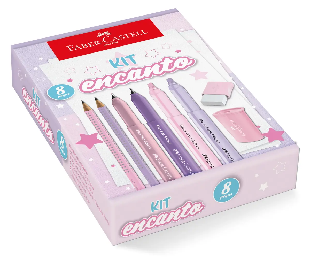 Kit Encanto Faber-Castell Com Produtos Rosa e Roxo Em Tons Pastel *EDIÇÃO LIMITADA* - 1