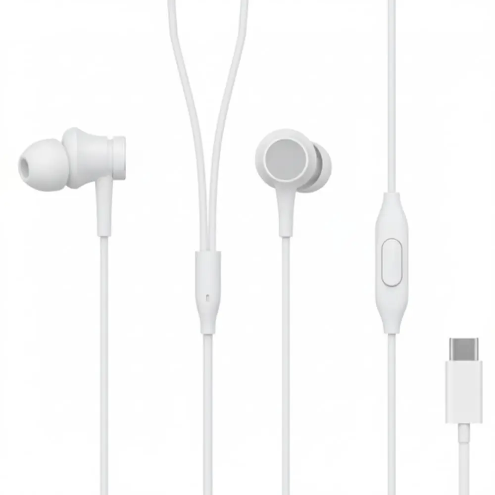 Fone de Ouvido com Fio Premium Tipo-C, Som Balanceado, com Microfone e Volume, Anti-Ruído (Até 99,15%), Cabo Anti-Emaranhamento - Compatível com Samsung, Motorola, LG e Smartphones USB-C - 4G (Branco) - 1