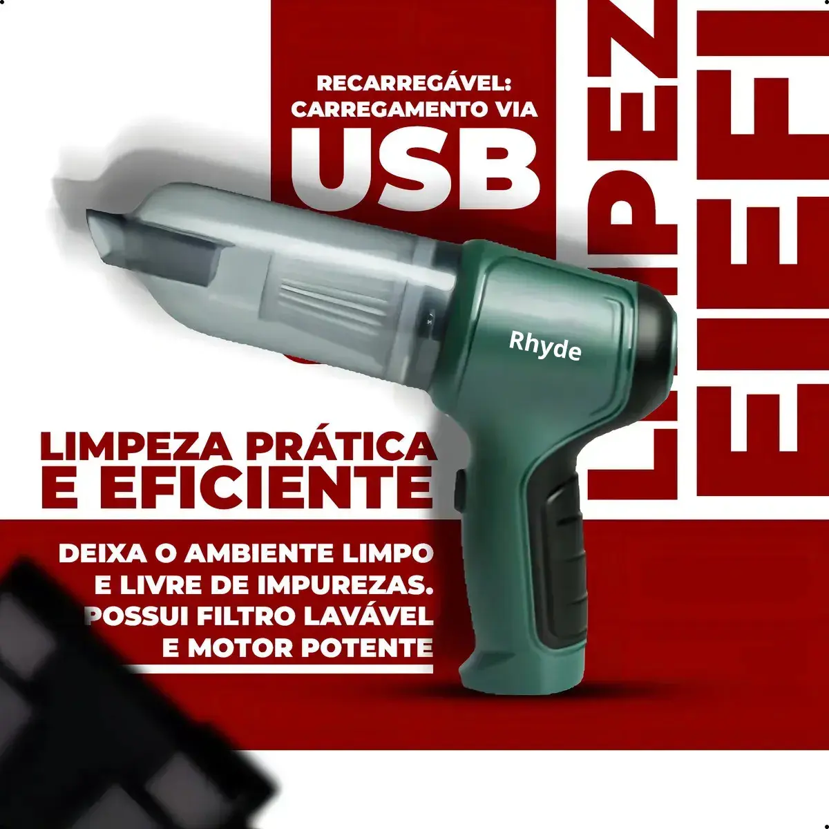 Aspirador De Pó Mini Soprador 3em1 Usb 1 Refil Portátil Recarregável Marca RHYDE thumbnail 3