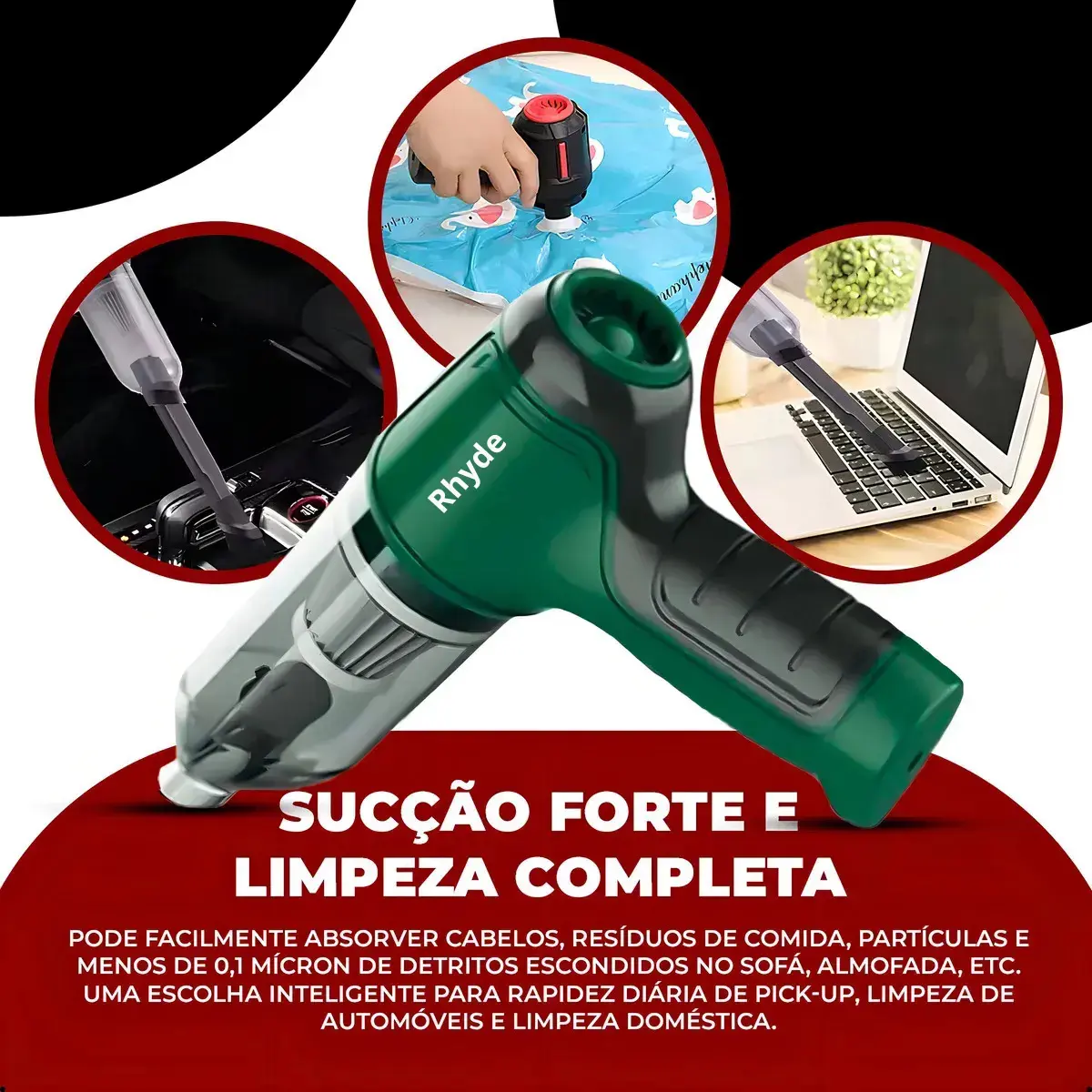 Aspirador De Pó Mini Soprador 3em1 Usb 1 Refil Portátil Recarregável Marca RHYDE thumbnail 5