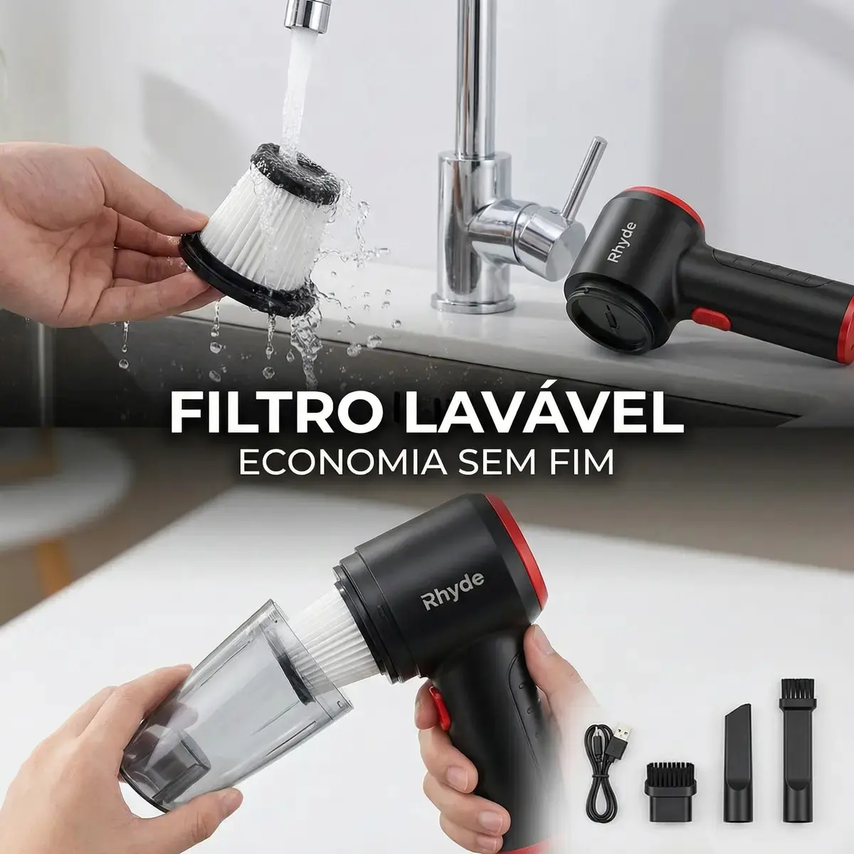 Aspirador De Pó Mini Soprador 3em1 Usb 1 Refil Portátil Recarregável Marca RHYDE thumbnail 6