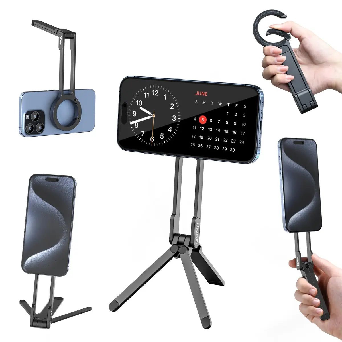 ULANZI MA30 Tripé Magnético para Celular - Suporte Portátil com Ímã Dupla Face, Tripé de Bolso em Alumínio Compatível com iPhone e Smartphones