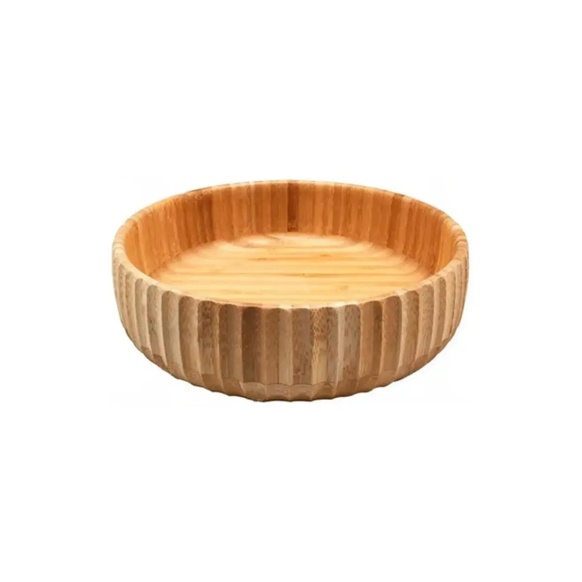 Bowl de Bambu Canelado Tigela Cumbuca Saladeira Natural Versátil para Saladas Frutas e Snacks (15cm) - 1