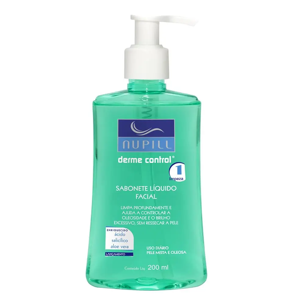 Sabonete Liquido Facial Nupill Derme Control 200Ml, Nupill, Verde - 1