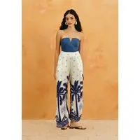 Calça Pantalona Estampada Cartagena Azul - 1