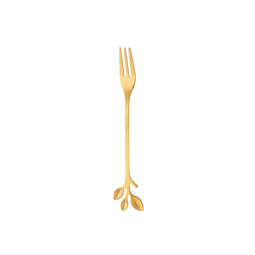WOLFF - Conjunto 4 Garfos Aço Inox p/Aperitivo Leaves Dourado