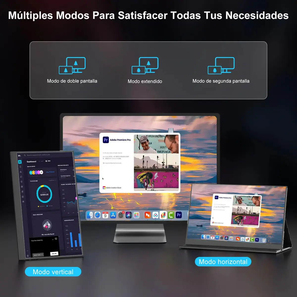 Monitor Portátil 15.6''com Usb C Dupla/hdmi Fhd 1080p 60hz thumbnail 3