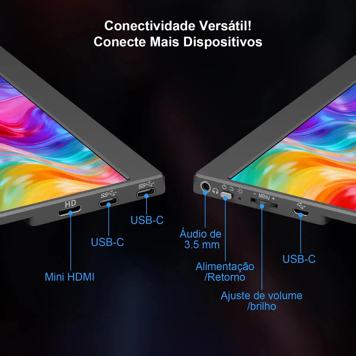 Monitor Portátil 15.6''com Usb C Dupla/hdmi Fhd 1080p 60hz thumbnail 6