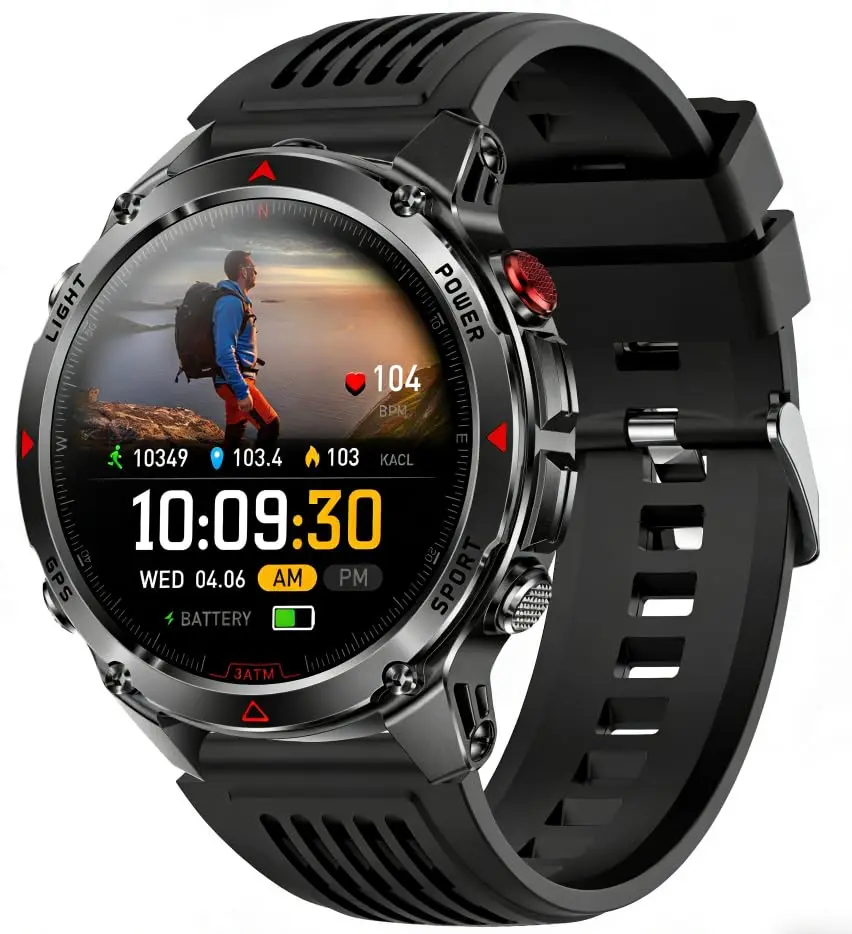 Smartwatch Relógio Inteligente GPS 3ATM Grau Militar Água Lanterna 540mAh