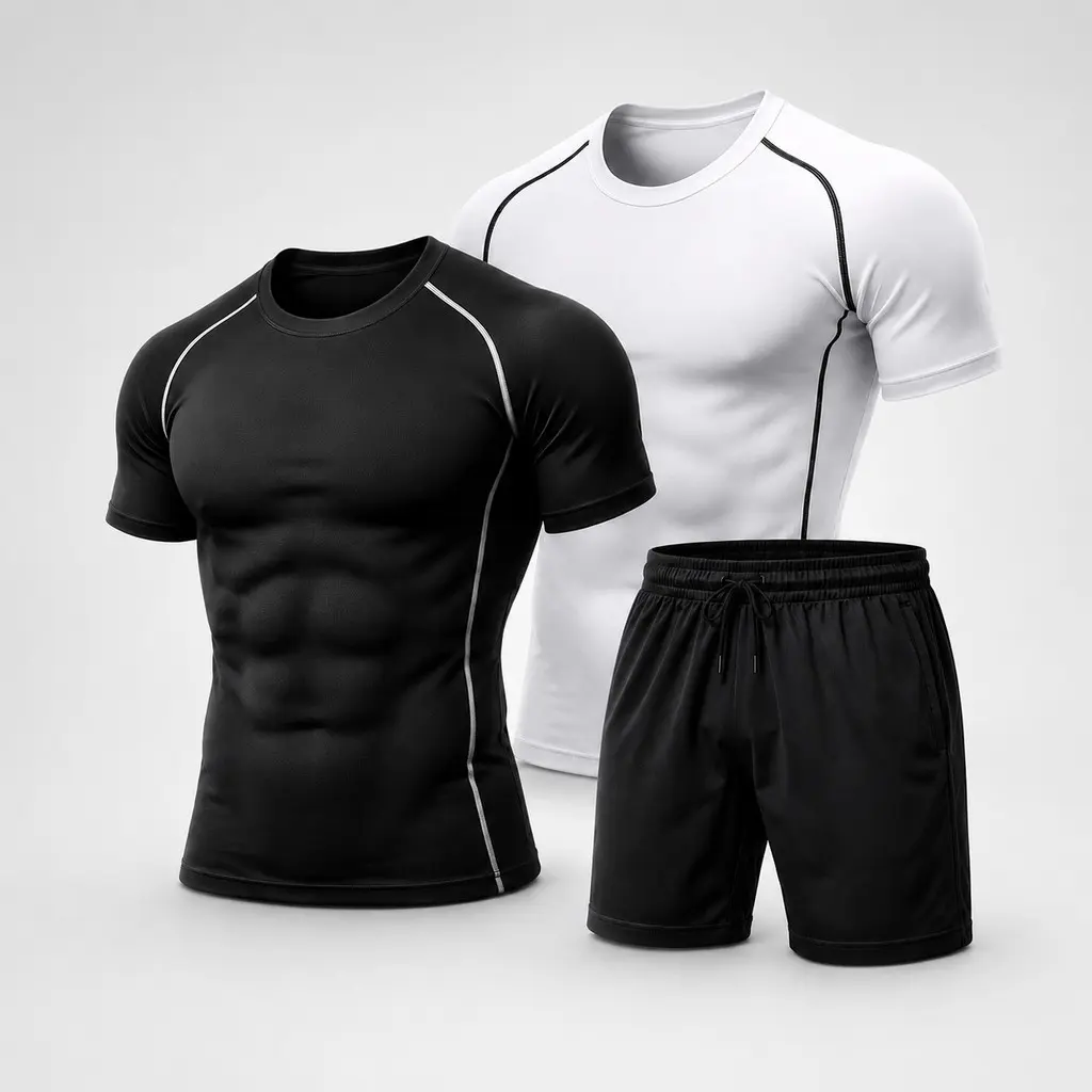 Kit Camisa de Compressão + Short Dri-fit Masculino Camiseta Academia Treino Corrida - 1