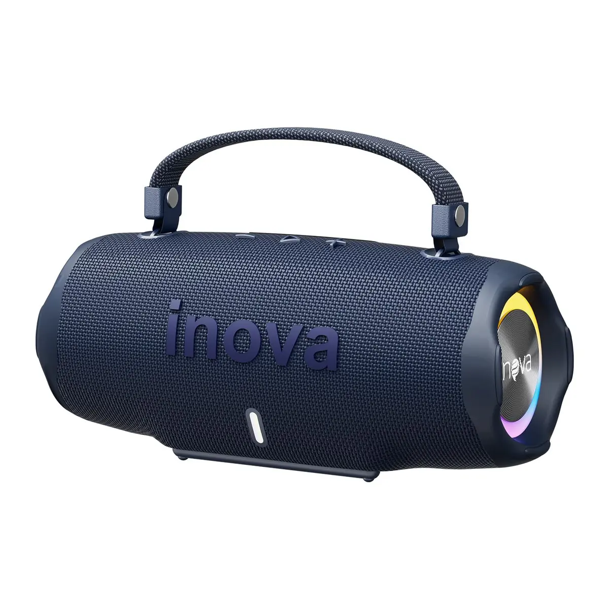INAVA Caixa de Som Bluetooth 5.4 com Música 12 Horas por Dia - Som Estéreo Explosivo, Luzes RGB Coloridas, Impermeável IPX6 - Sua Companheira Perfeita para Praia, Acampamento e Festas (Azul)