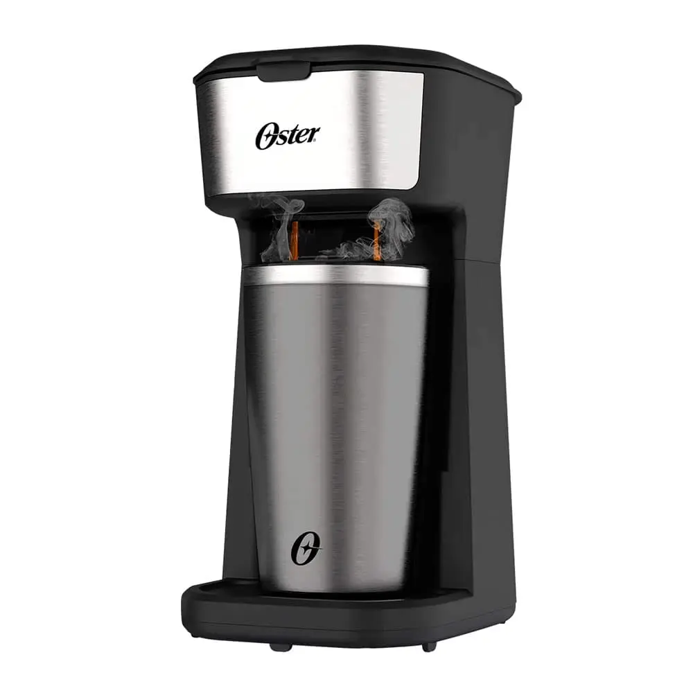 Oster Cafeteira 2Day Inox 2 em 1 com Copo Térmico, 220V, Preto/Inox, 600W, OCAF200