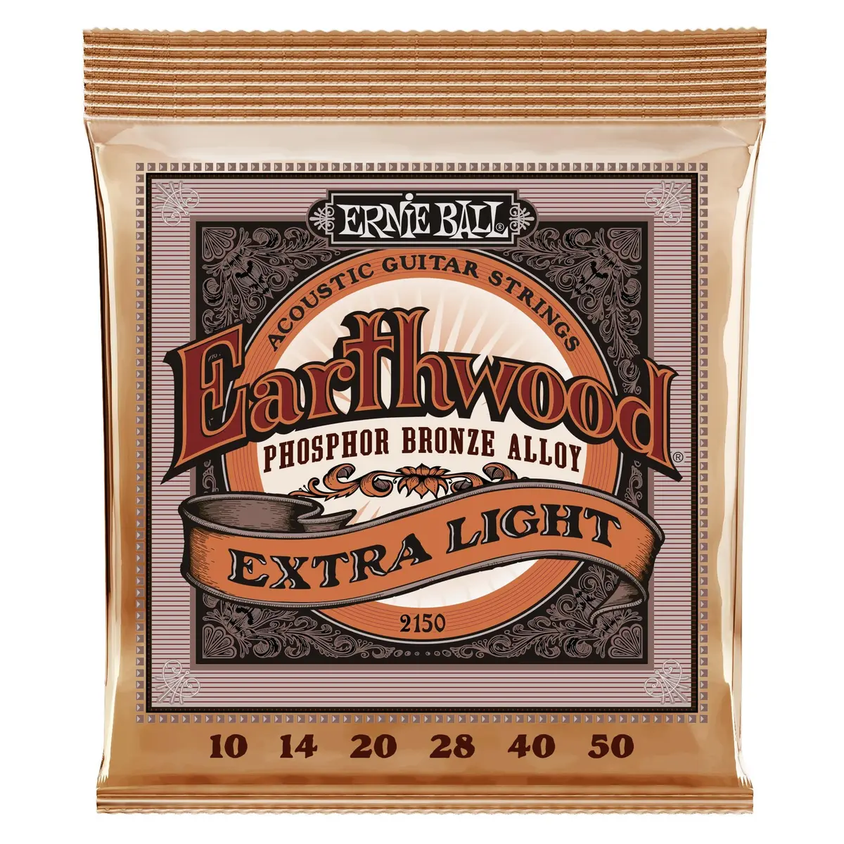 Encordoamento 010-050 Ernie Ball P02150 para Violão Aço, Earthwood Tensão Extra Leve, Phosphor Bronze - 1