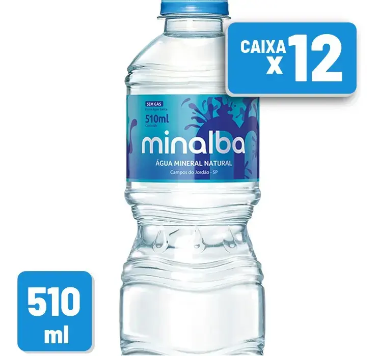 Água Mineral Minalba Sem Gás Pet 510ml Fardo C/ 12 Un