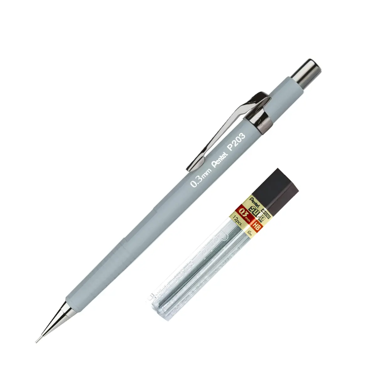 Pentel Lapiseira 0.3mm Asaguinezú Cinza + Grafite SM/P203-JNM