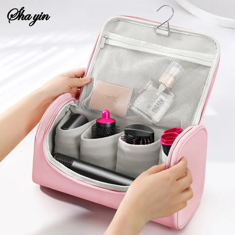 Bolsa de armazenamento para secador de cabelo, bolsa de viagem multifuncional para varinha de ondulação, bolsa de maquiagem portátil para homens e mulheres
